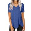 Женская повседневная однотонная свободная футболка с v-образным вырезом и коротким рукавом