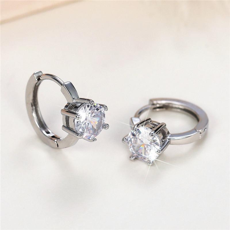 Huitan Colorful Cz Hoop Earrings Women Fashion Ear Hoop Accessories Luxury Bridal Wedding Earrings Statement Jewelry Drop Ship