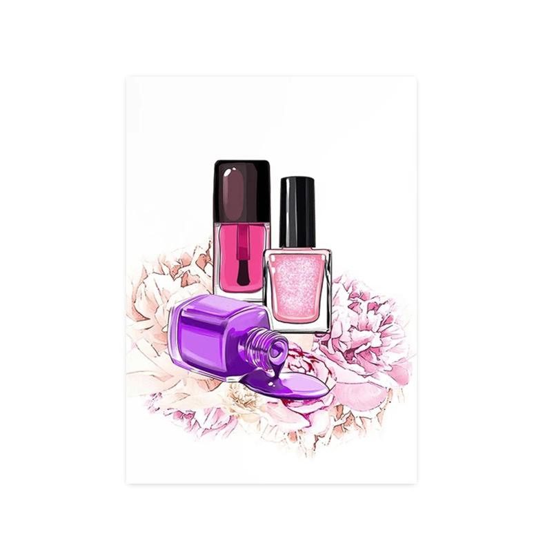 Модные постеры и принты с лаком для ногтей и ресницами для салонов красоты, скандинавская живопись, настенная живопись для гостиной, домашний декор