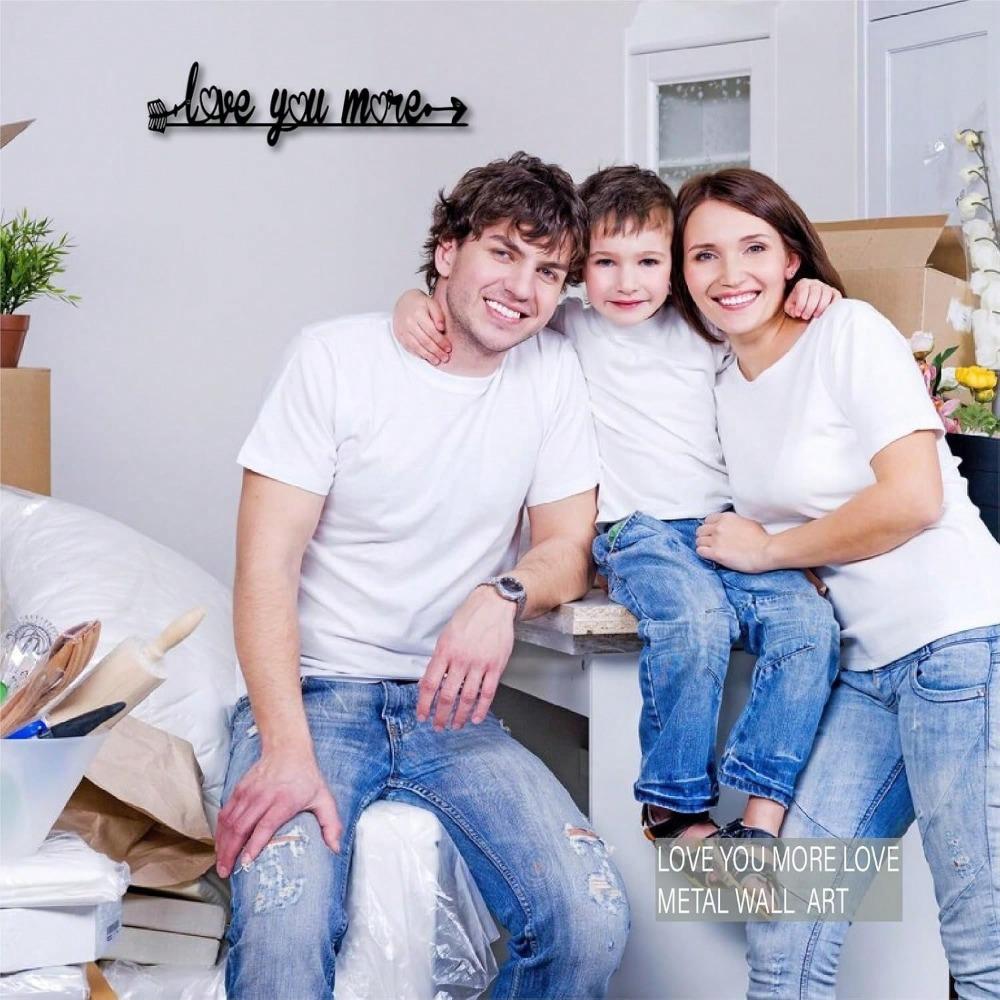 Love You More Metal Sign, Love Wall Decor,12" X 3.15" Bedroom Decor For Couples, Ideal Gifts For Anniversary, Wedding, Valentine's Day