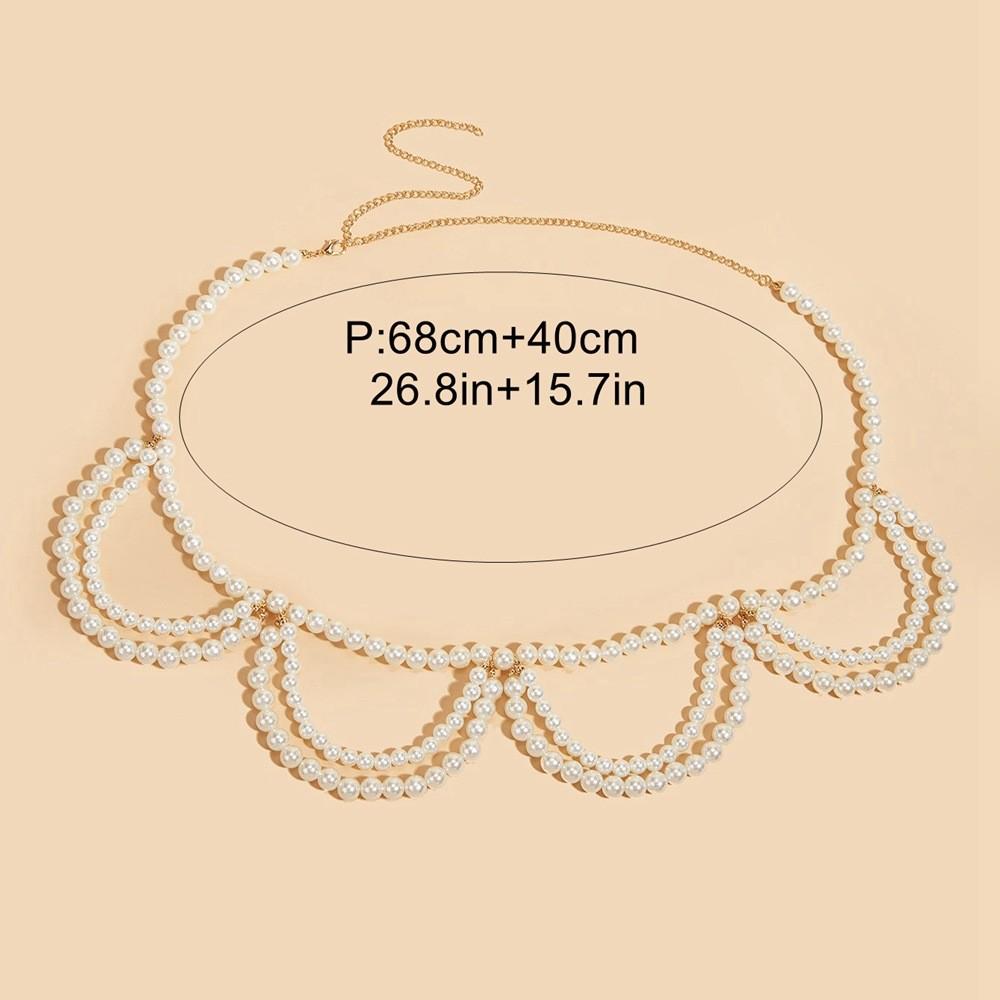 Modern Women Pearl Tassel Waist Chain With Double Waist Jewelry Accessory Dress