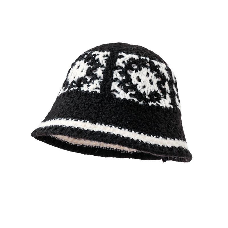 Niche Hand-плетеная шляпа женская шляпа-ведро с изображением маленького лица универсальная вязаная шерстяная шляпа Guochao танцующий лев толстая