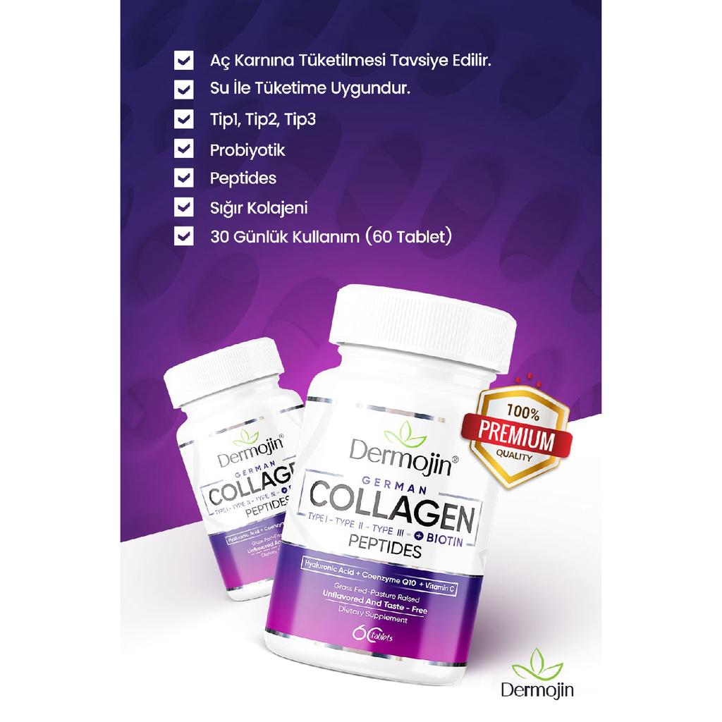 3 коробки - 100% чистый немецкий коллаген в таблетках, содержащий биотин, коэнзим Q10, гиалуроновую кислоту, витамин С