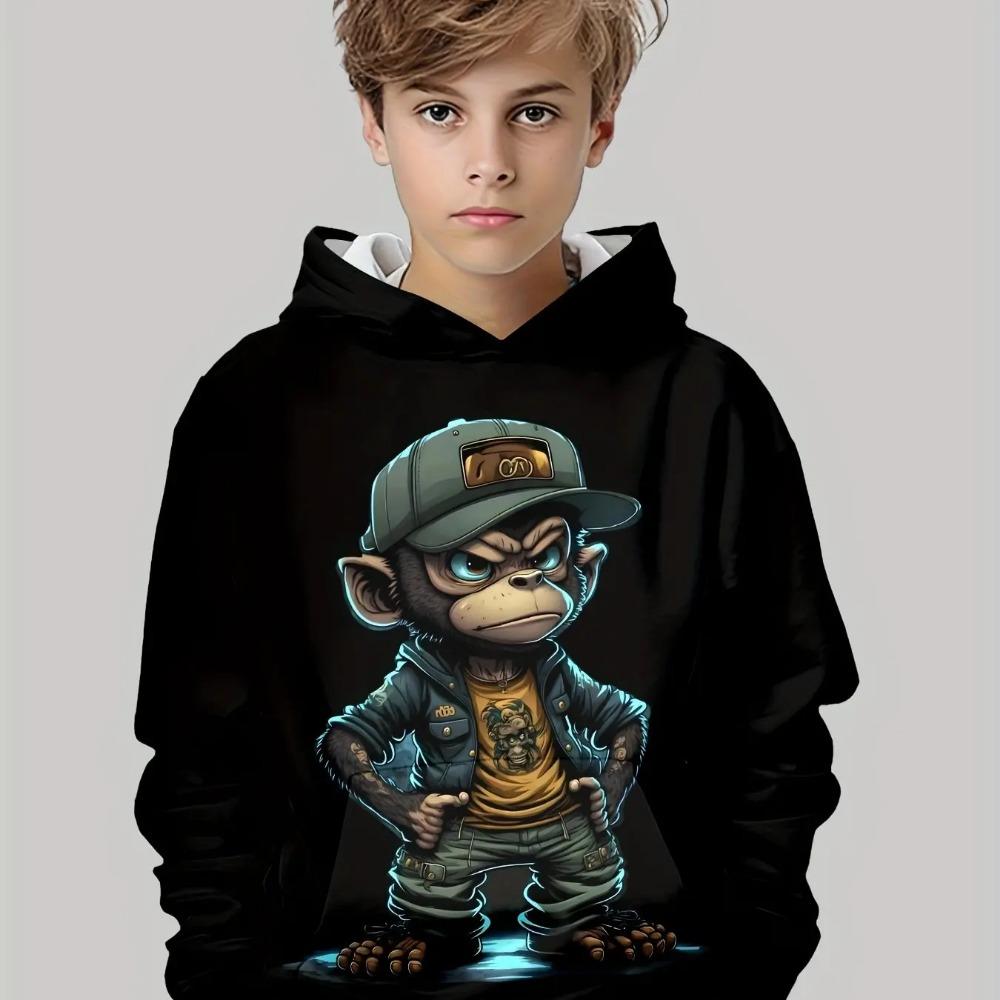 Children's Funny Series 3D Digital Print Boy Hip-hop Personality Hooded Sweatshirt