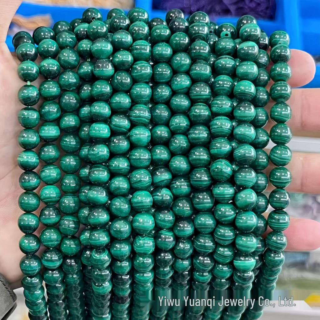 Натуральные малахитовые круглые бусины 7A качества для DIY аксессуаров к ювелирным изделиям - Ручная работа, полуфабрикаты