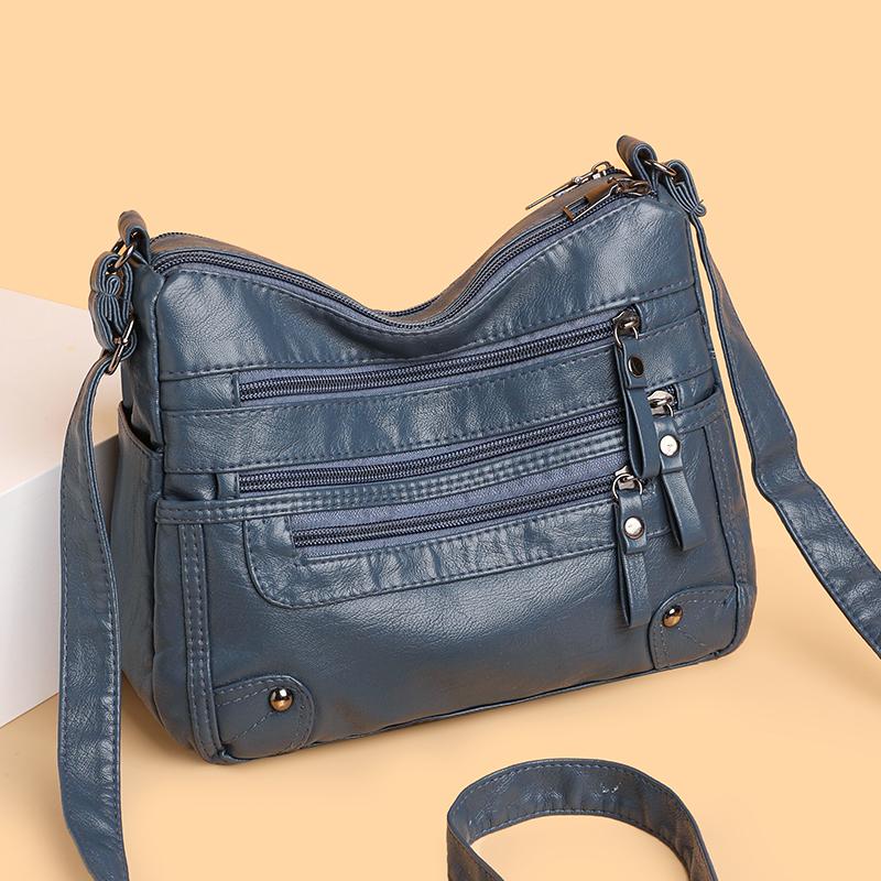Женская сумка с несколькими карманами, мягкая кожаная сумка через плечо для мам среднего возраста