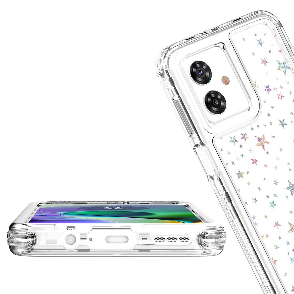 For Motorola Moto G54 5G/G55 5G Case Precise Cutouts Acrylic TPU Clear Phone Cover with Laser-printed Film