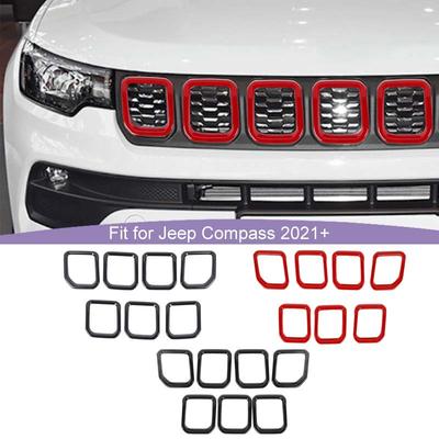 Наклейки-декоративные накладки на решетку радиатора и капот для Jeep Compass 2021 и новее, из АБС-пластика, аксессуары для экстерьера автомобиля