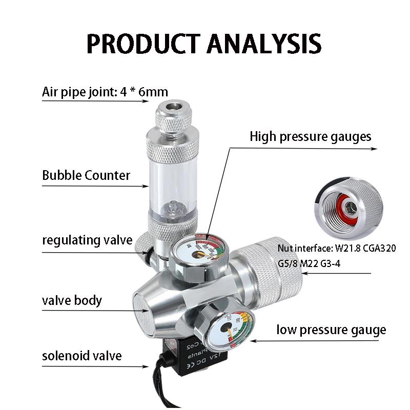 AC100-240V Аквариумный Регулятор CO2 Электромагнитный Клапан Счетчик Пузырьков Система Контроля CO2 Аквариум Редуктор Давления CO2