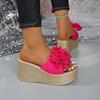 Модные женские сандалии на танкетке 2025 Новые летние женские туфли-лодочки на высоком каблуке Модная женская обувь Удобные уличные сандалии на платформе с цветами