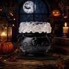 Decorative Mantle Accents Halloween Cauldron LED Bubble Light Decor, Color Changing Witch Potion Lamp with Decor Purple Light, Spooky Gothic Tabletop