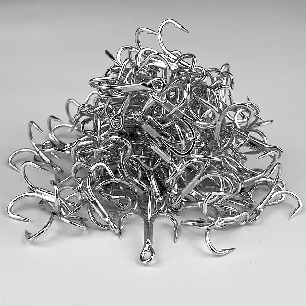 PROBEROS 4X ST66 Treble Fishing Hooks Hi-Carbon Steel Anti-Corrosion Silver 4#-5/0# High Strength Tackle 10pcs/box