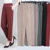 Middle Aged and Old Women Spring Summer Pant Thin Elastic Waist Loose Cotton Mother Long Casual Trousers Plus Size