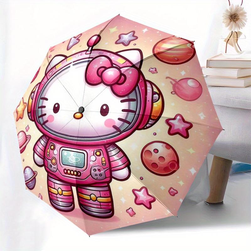 1pc Hello Kitty Astronaut Space Adventure Umbrella with Plastic Handle,Suitable for All Seasons Home Travel Outdoor UmbrellaSanlio521