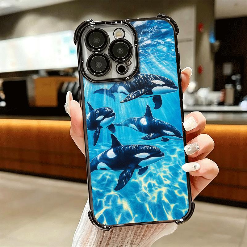 Мягкий чехол для телефона с узором «Косатка в океане» для iPhone 15 16 17 Air 14 Pro Max 16E Plus 13 12 Mini, с покрытием, противоударный, Fundas