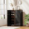 Shoe Cabinet with Quiet Safety Opening, 6 Levels, Handle-Free Design, High Gloss Black