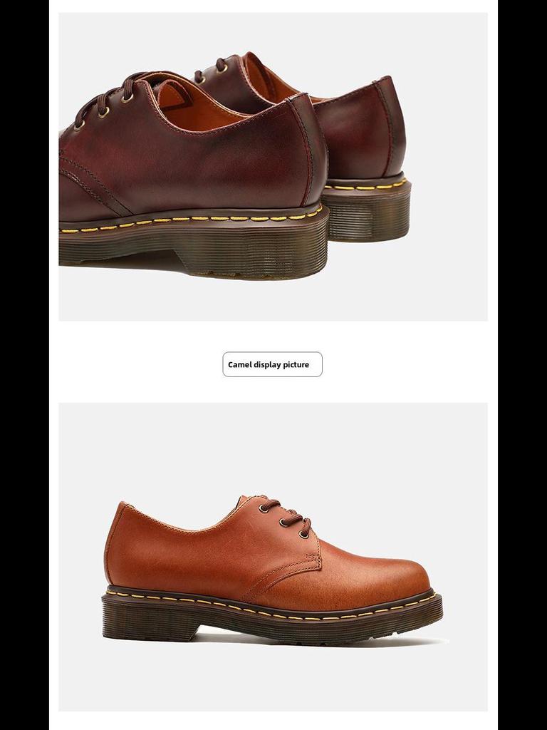 Women's Dr. Martin Japanese College Style Leather 1461 Shoes - Yang Mi Low-Top, Unisex 3-Hole Design