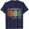 Vintage 1986 Original Parts Summer Men TShirt Retro Style Casual Wear For Birthday Gift Anniversary Celebration Party Outfits