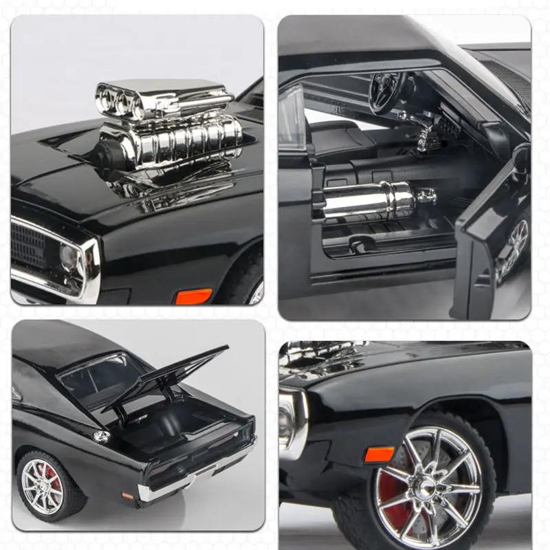 1:24 Модель мускул-кара из сплава Dodge Charger Литая под давлением и игрушечные металлические транспортные средства Модель спортивного автомобиля Симуляция Звук и свет Детский подарок