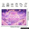 Двумерный плоский милый K-pop Баннер на День Рождения Пастельный Карнавальный Фон с Короной, Тортом и Шарами