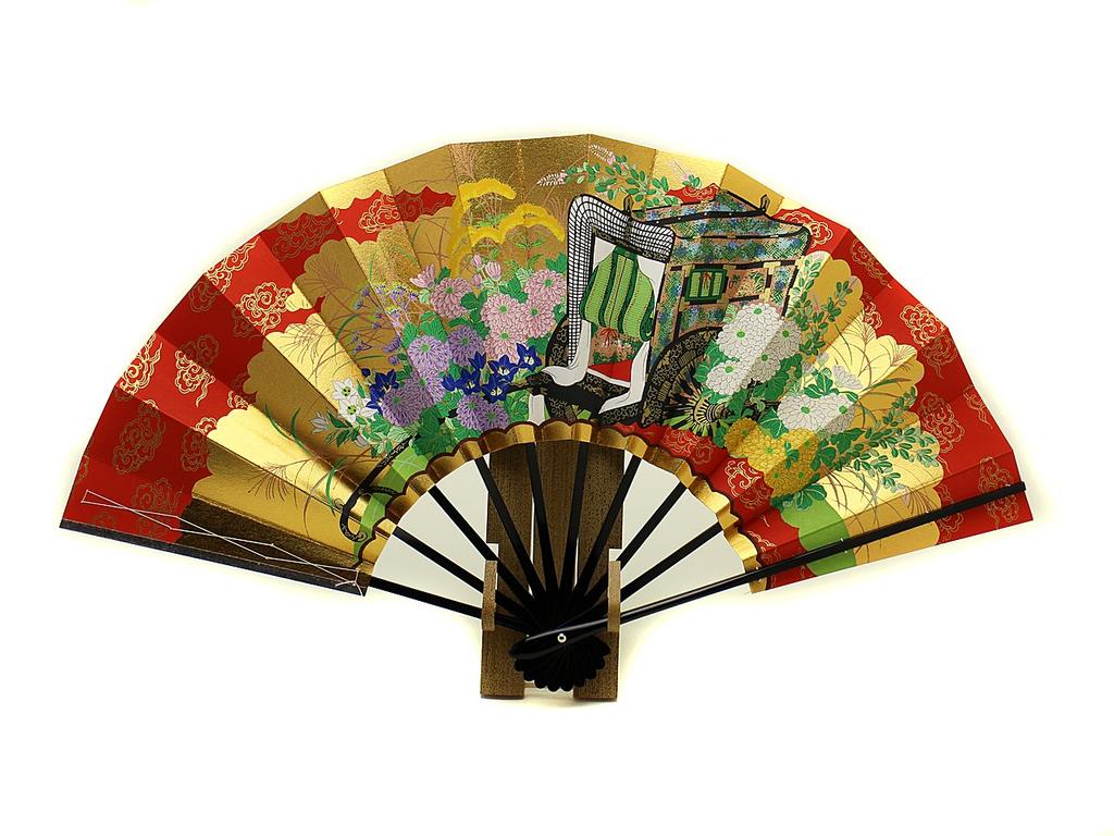 Kyoto Decorative Imperial 9 Inches and 5 Made In Comes with Fan Japanese Entrance Japanese New Year Front and Back Patterns Height 29cm X Width 51cm