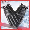 Women's Warm Leather Gloves Plus Velvet Thickened Cold Proof Outdoor Cycling Fashion Butterfly Festival Touch Screen Autumn and Winter Gloves