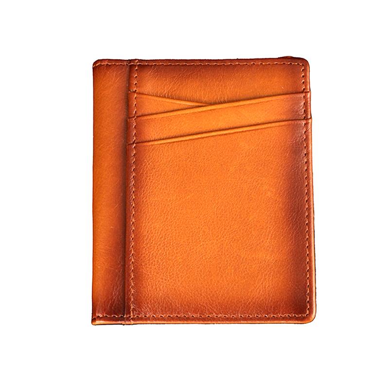 Slim Minimalist Leather Card Holder Genuine Leather Card Wallet Slim Line Thin Mini Small Rfid License Id Card Holder