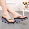 Fashion Summer Platform Women Slippers High Heel Wedges Slides Sequins Rhinestones Ladies Flip Flops Casual Female Sandals Sexy Shoes
