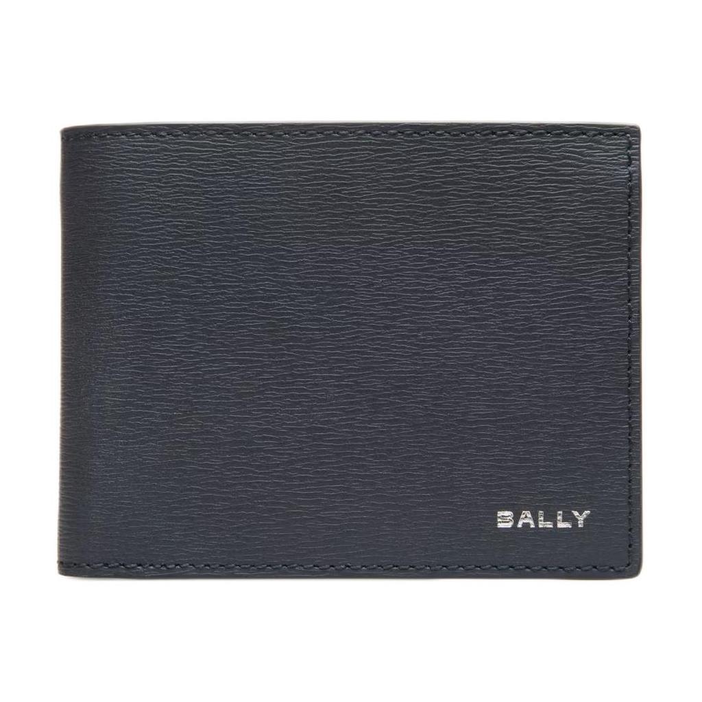 Bally Кошелек мужской из телячьей кожи с принтом логотипа Crossing, двойного сложения, синий 6305290