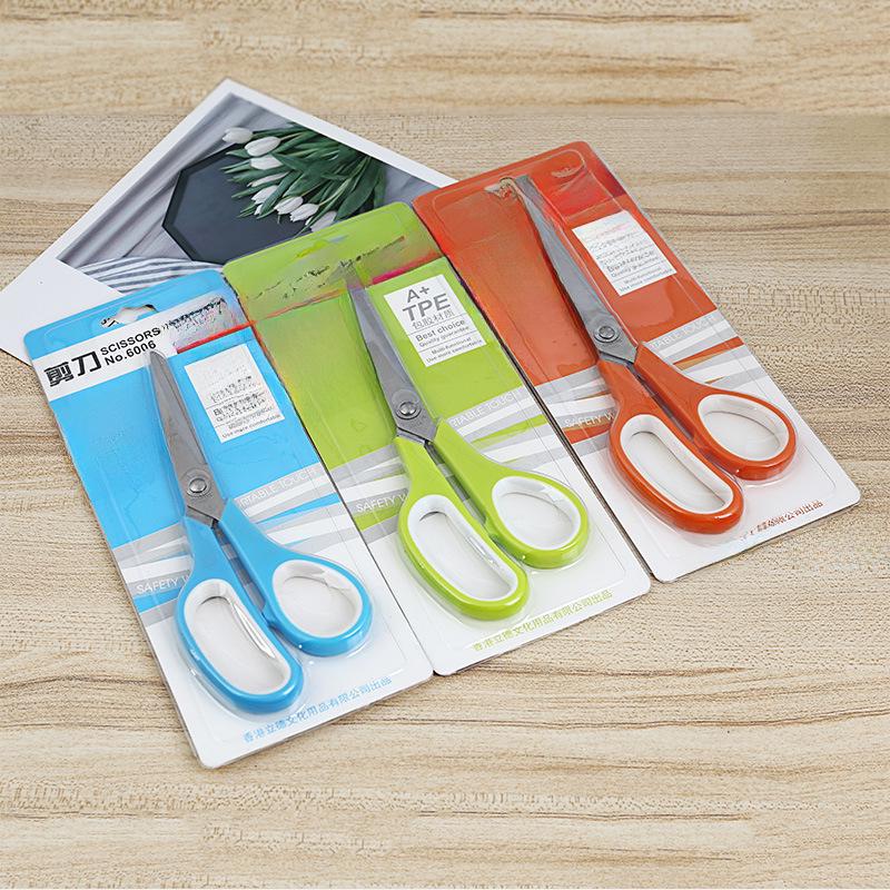 Цветные мягкие ножницы из нержавеющей стали с резиновой рукояткой TPR, 7,5 дюймов, двойное кольцо для офиса