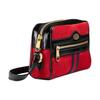 Gucci Ophidia Stripe Web Suede Patent Trim Camera Bag Women Shoulder Bag Red Black 517350-0KCDG-8670