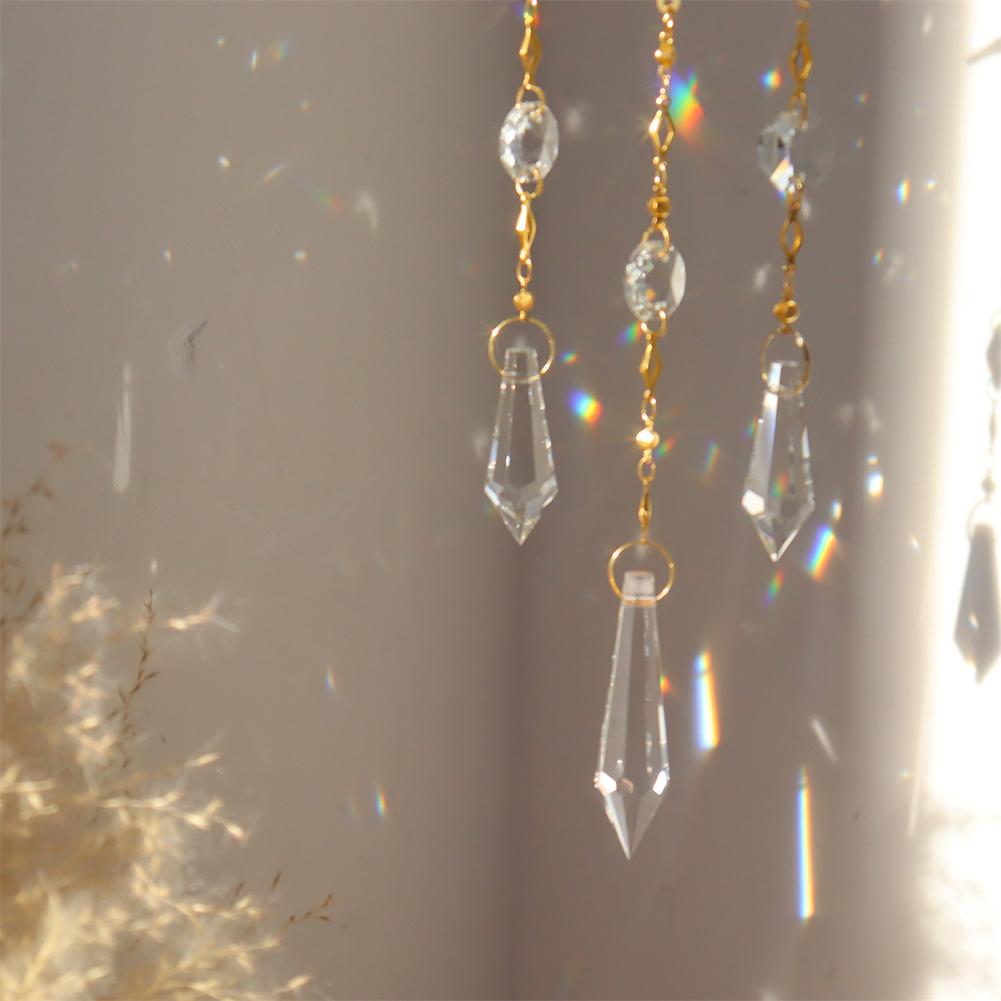 Crystal Prisms Light Catcher Windchimes Hexagon Wind Chime Garden Decor Hanging Window Ornament Chandelier Home Decoration