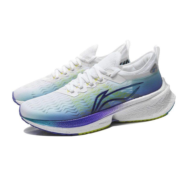 Мужские беговые кроссовки Li Ning Feidian Discovery, низкие, Белый/Неоновый синий Фиолетовый/Зеленый ARMR005-3