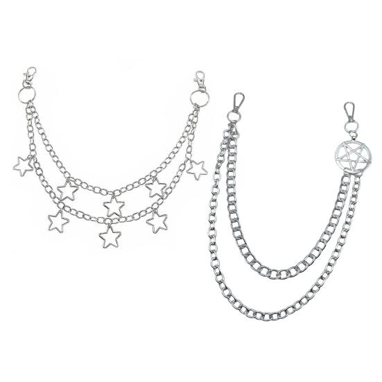 Цепочка для брюк в стиле панк, металлическая джинсовая цепочка, геометрическая цепочка на пояс в стиле хип-хоп со звездами, цепочка на пояс для