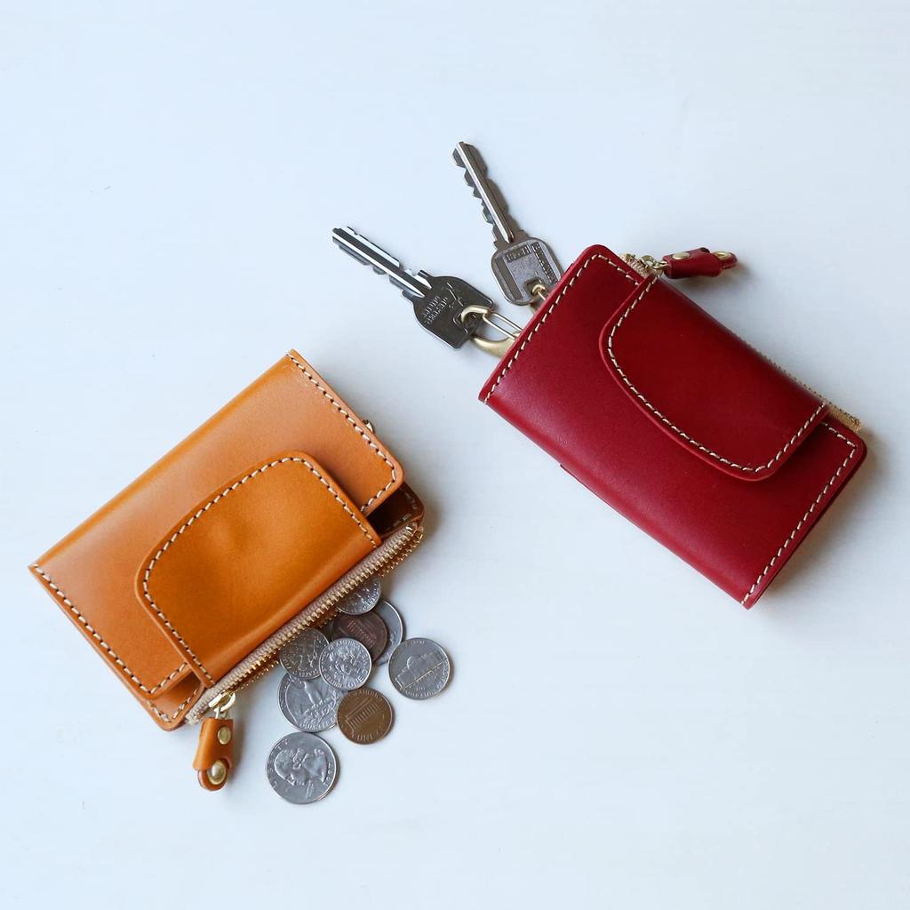 Чехол для ключей с кошельком для монет из натуральной кожи, интегрированный 4-рядный кожаный чехол для ключей Tochigi, держатель для ключей бренда Porco Rosso, сделано в Японии