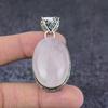 Розовый кварц Камень Ювелирное изделие Подвеска Ручная работа Стерлинговое серебро 925 пробы 2,17" T2a65
