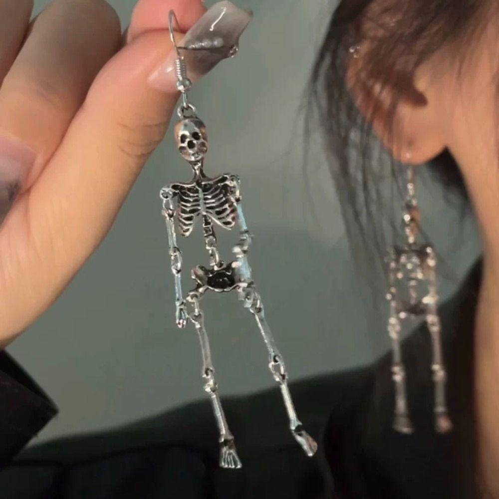 Zinc Zinc Alloy Skeleton Earrings Hip Hop Imitation Human Bone Earrings Creative Halloween Earrings Party