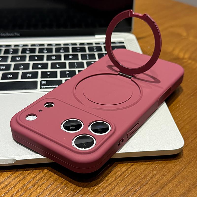 Металлический магнитный чехол-подставка для iPhone 17 Air 16 15 14 Plus 13 12 Pro Max 11 Для Magsafe Зарядки Жидкий Силикон Мягкая Крышка