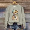 2024 Новая женская толстовка с капюшоном в стиле ретро с милым рисунком кошки и 3D-принтом, осенне-зимняя женская свободная кофта с длинным рукавом