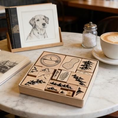 Набор из 16 деревянных штампов «Природа», горы, компас, декоративные деревянные штампы для журнала, дневника, скрапбукинга, планера, писем, DIY, изготовления открыток