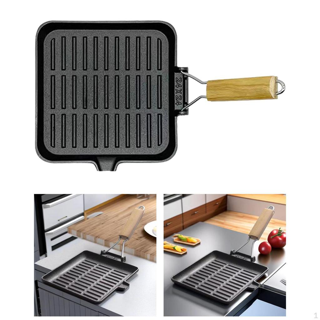 Frying Pan for Steak On Stovetop Cast Iron with Handle Camping Use