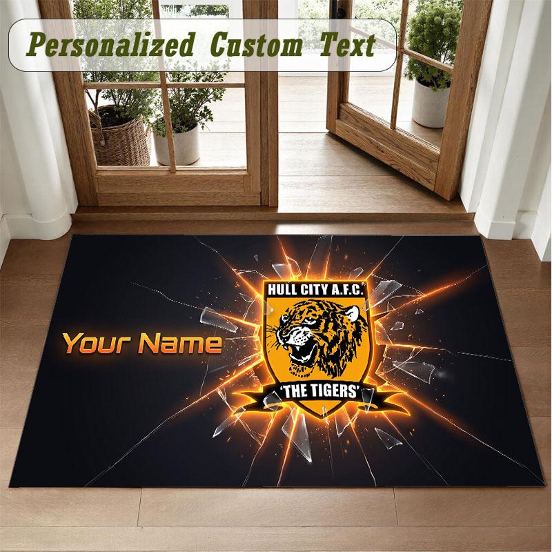 Crystal Velvet Square Rug Custom NameHull City Pattern Non Slip Home Floor Decor Rug