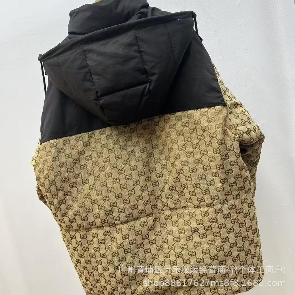 Men's Plaid Thickened Winter Down Jacket with Stand Collar