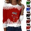Women's Fashion Casual LongSleeve Print Round Neck Pullover Top Blouse
