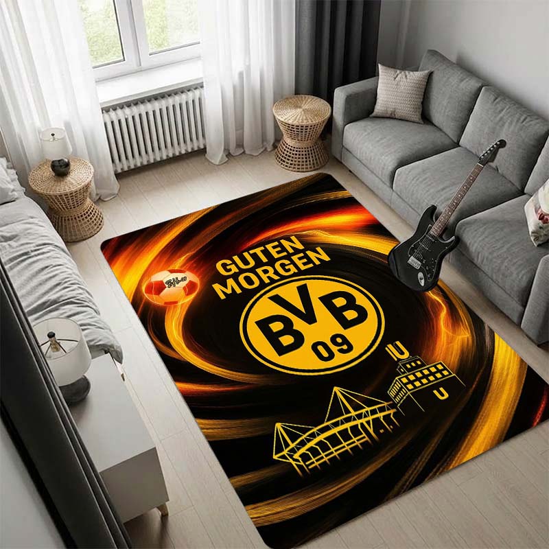 Ковер Borussia Dortmund BVB с принтом для матча, нескользящий ковер для пола, гостиная, игровая комната, домашний декор, подарок для фаната футбола