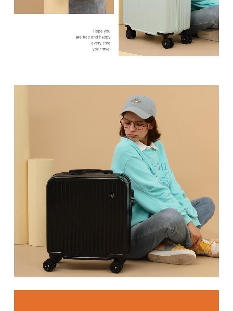 18-inch Lightweight Carry-on Trolley Suitcase with Zipper Lock for Men, Women, and Students