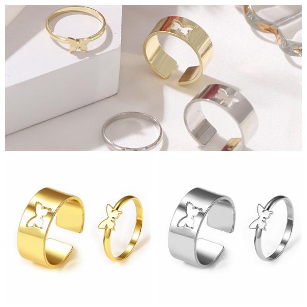 Кольцо с бабочкой, модное золотое и серебряное кольцо с бабочкой в стиле панк, пара мужчин и женщин, полое кольцо с изображением животного, юбилей