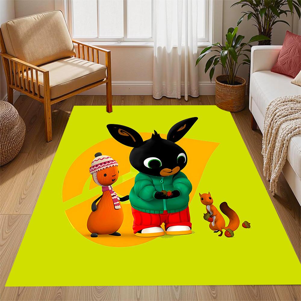 Bing Bunny Colorful Adventure Themed Anti-Slip Rugs - Polyester Home Decor, Suitable for Bedrooms, Living Rooms, Doorways, Studios, and Decorations