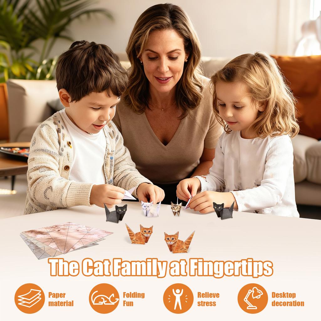 Бумажные кошки Набор для оригами Сделай сам Креативное Сложи свои бумажные фигурки кошек 3D Поделка с животными Занятие Подарок для любителя котят Украшения для стола
