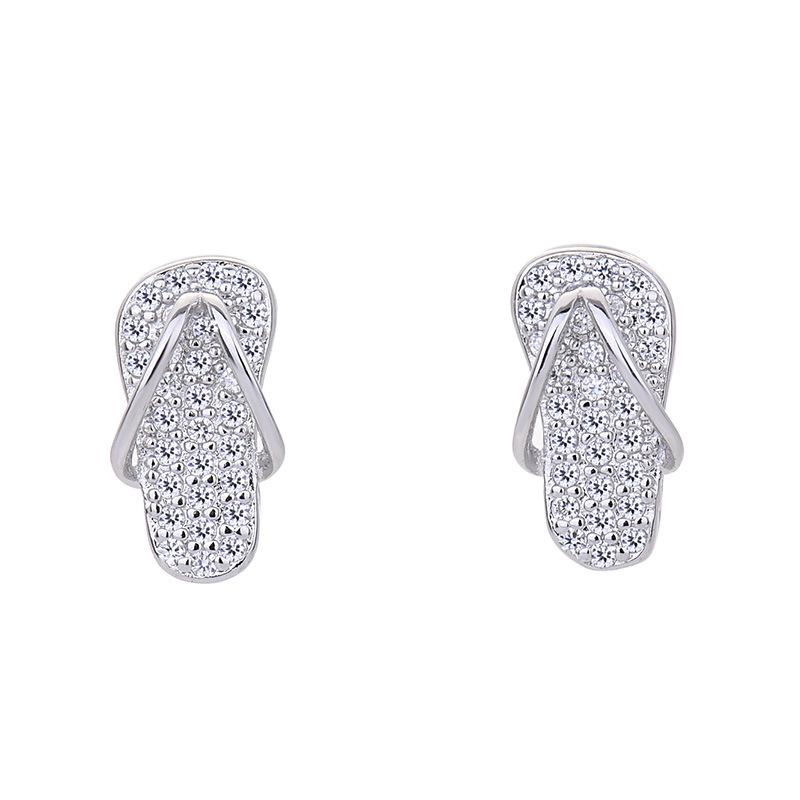 Qiaolanxuan 925 Sterling Silver Flip-Flop Stud Earrings In Gold - Women's Korean Style, Simple Ear Jewelry